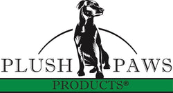Silhouette of a sitting dog under an arch above the text